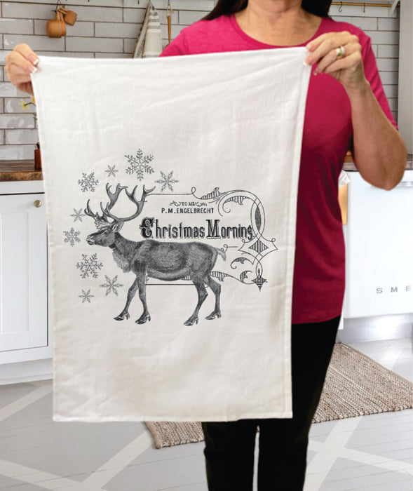 Christmas Morning Reindeer Cotton Terry Towels