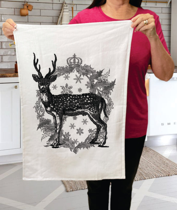 Christmas Deer Crown Wreath, Cotton Terry Towels
