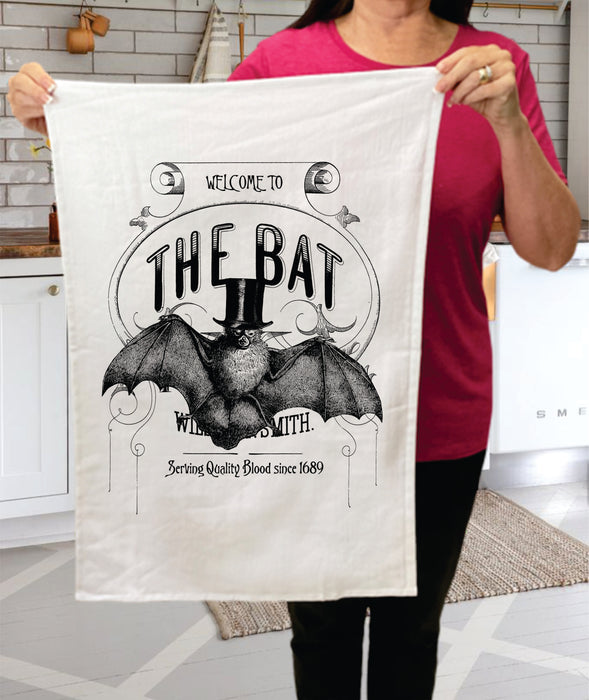 Welcome to the Bat Holloween Top Hat Cotton Terry Towels
