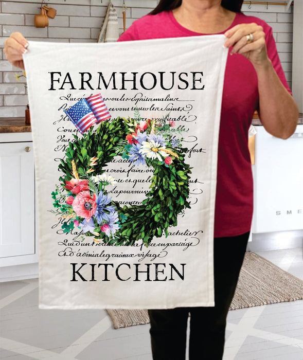 4th of July Patriotic Farmhouse Kitchen Cotton Terry Towels