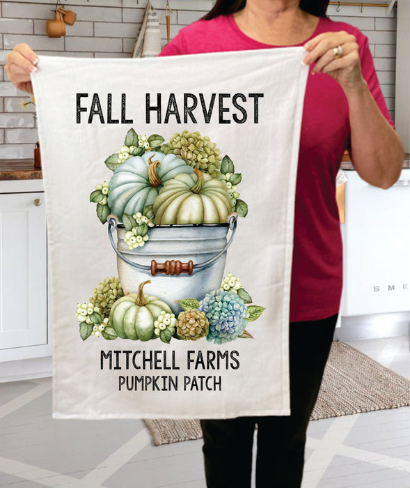 Fall Harvest Pumpkin Hydrangea Cotton Terry Towels