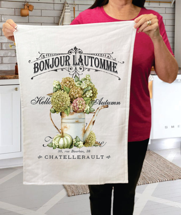 Hello Autumn Fall Paris France Cotton Terry Towels