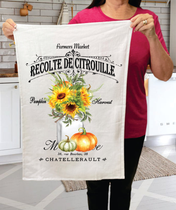 Fall Autumn Pumpkin Harvest French Cotton Terry Towels