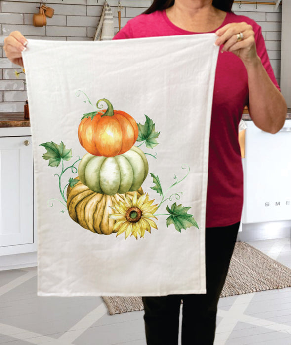 Fall Autumn Farmer Stack Pumpkin Cotton Terry Towels