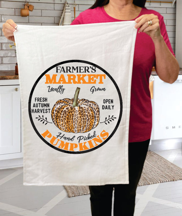 Fall Autumn Farmer Market Leopard Pumpkin Cotton Terry Towels