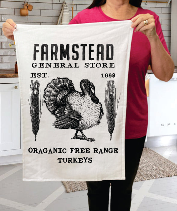 Vintage Farm Turkey Thanksgiving Cotton Terry Towels