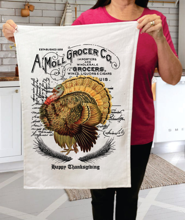 Vintage Victorian Farm Turkey Thanksgiving Cotton Terry Towels