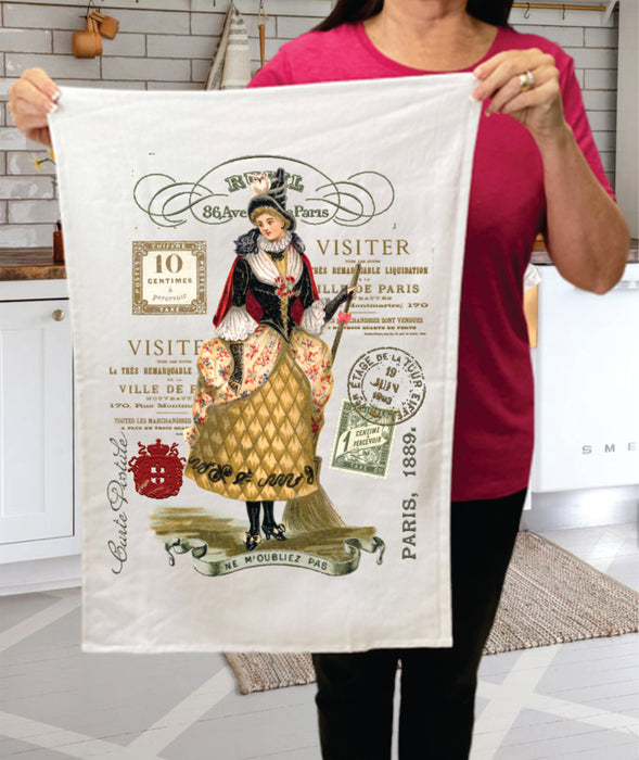 Vintage Witch  Paris Halloween Cotton Terry Towels