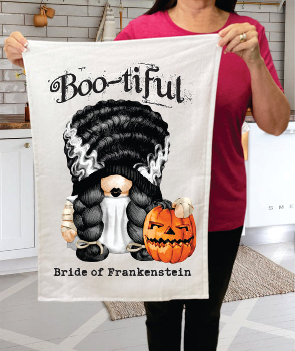 Gnome Bootiful Bride Frankenstein Halloween Cotton Terry Towel