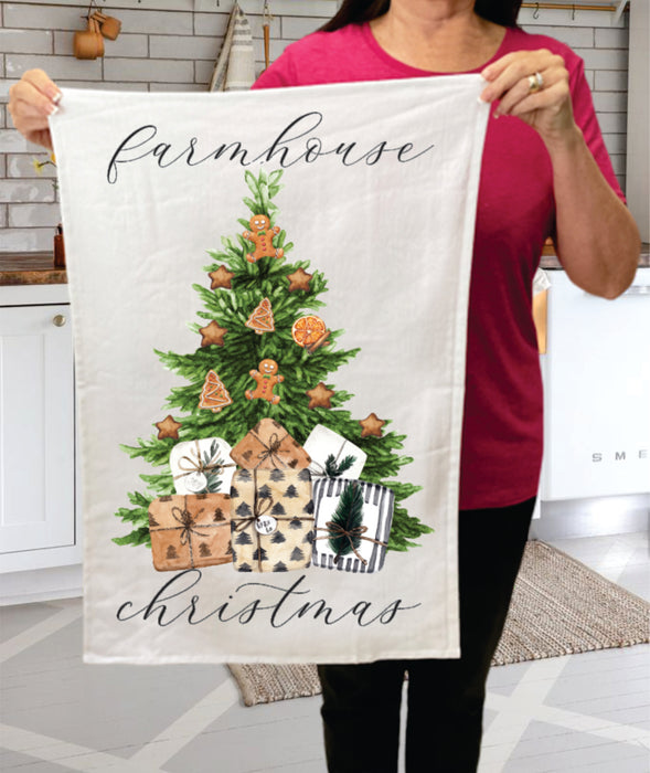 Farmhouse Christmas Tree Gifts Cotton Terry Towels
