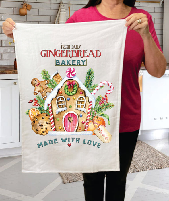 Christmas Gingerbread House Bakery Cotton Terry Towels