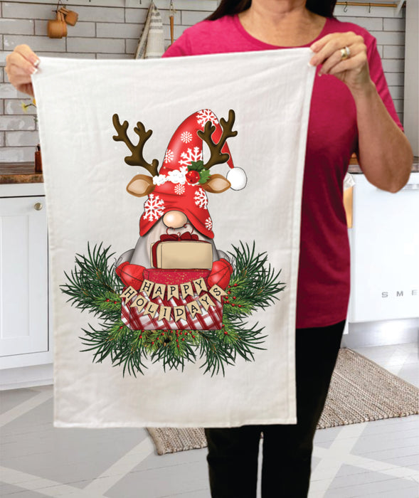 Christmas Gnome Reindeer Cotton Terry Towel