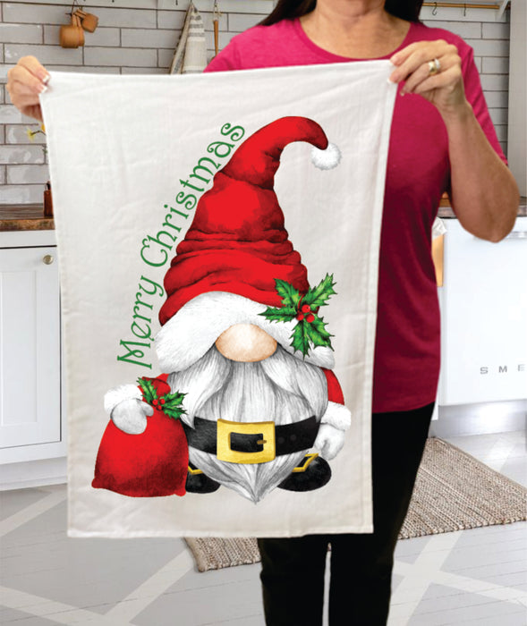 Christmas Gnome Santa Claus Cotton Terry Towel
