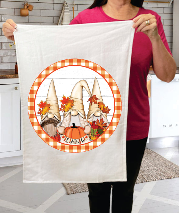 Fall Autumn Gnome Pumpkins Cotton Terry Towels