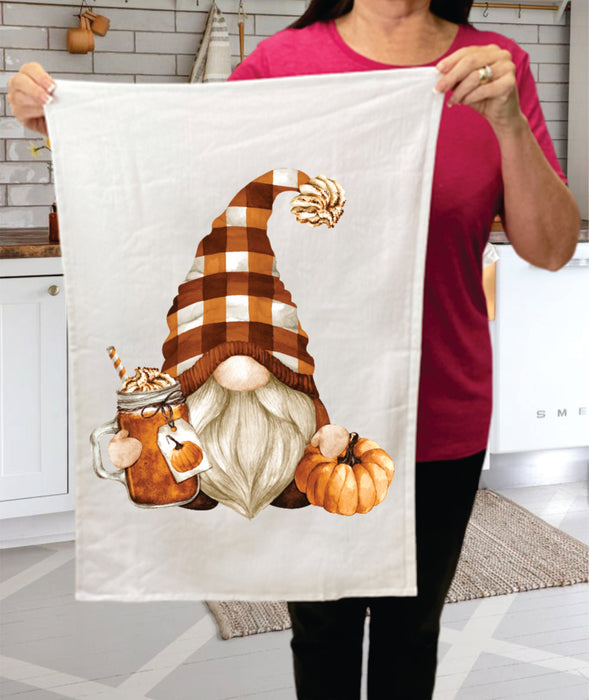 Fall Autumn Gnome Pumpkin Spice Cotton Terry Towels