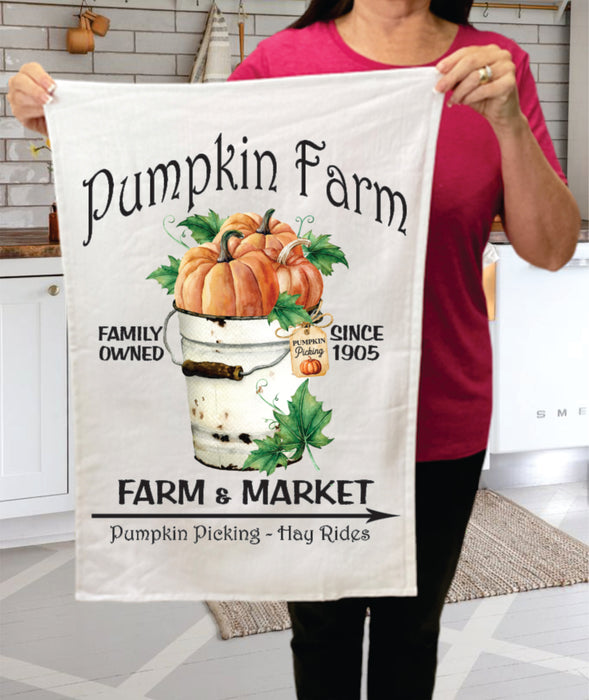 Fall Autumn Pumpkin Farm Market Cotton Terry Towels