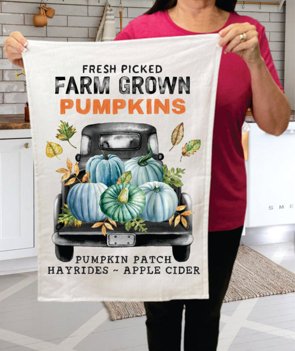 Fall Autumn Pumpkin Truck Farm Cotton Terry Towels