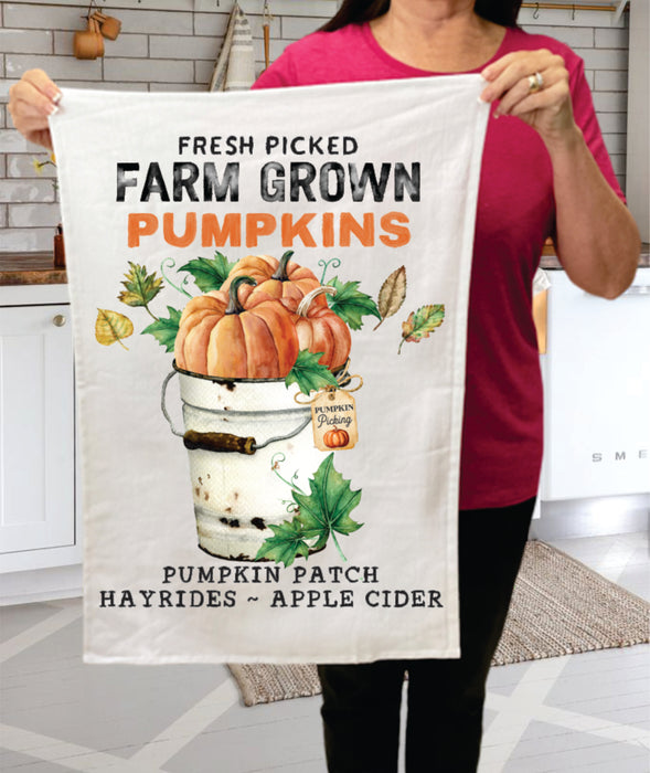 Fall Autumn Pumpkin Picking Farm Cotton Terry Towels