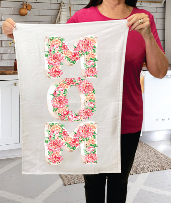 Mothers Day MOM Flowers Cotton  Terry Towel