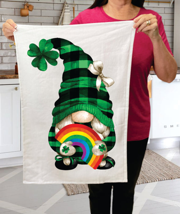 St Patricks Day Gnome Rainbow Cotton Terry Towel