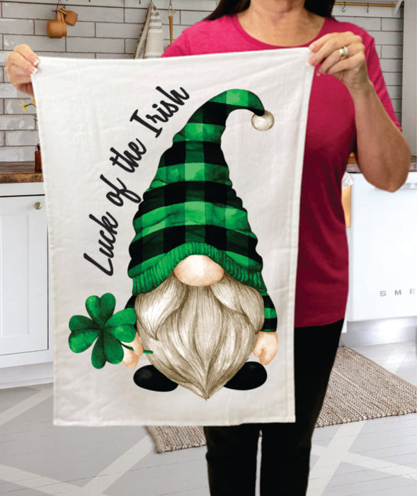 St Patricks Day Gnome Lucky Cotton Terry Towel
