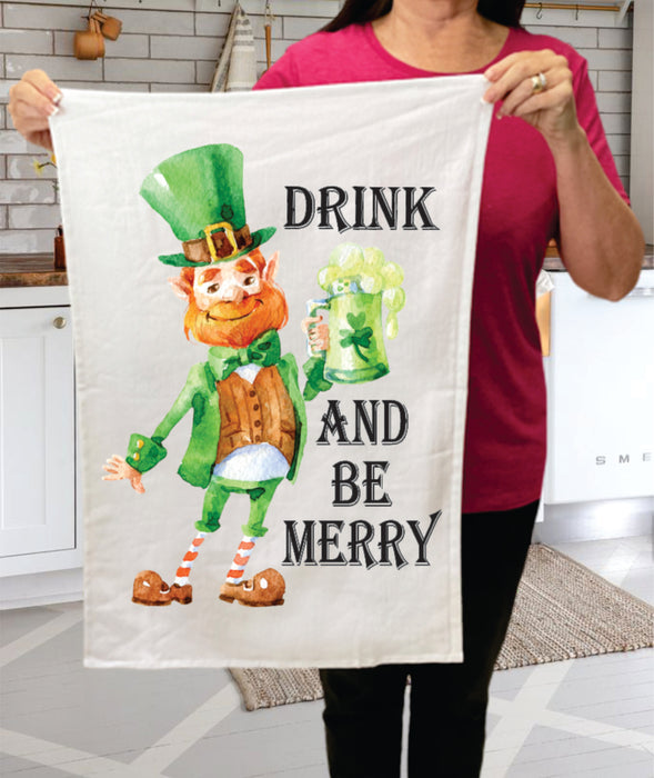 St Patrick Day Drink Be Merry Cotton Terry Towel