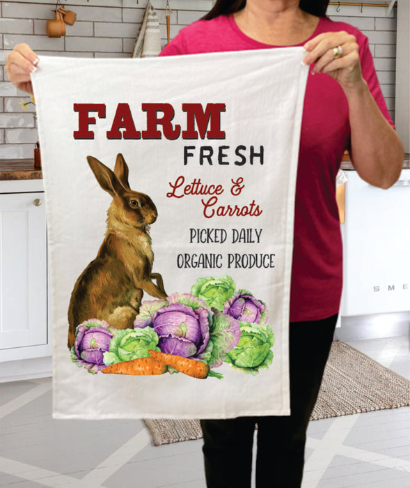 Easter Farm Lettuce Carrot Bunny Cotton Terry Towel