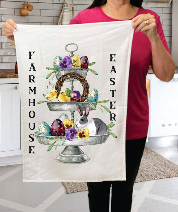 Farmhouse Easter 3 Tier Tray Cotton  Terry Towel