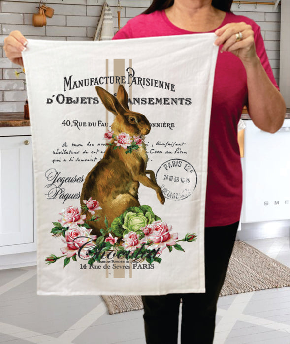 Easter French Easter Bunny Cotton Terry Towel