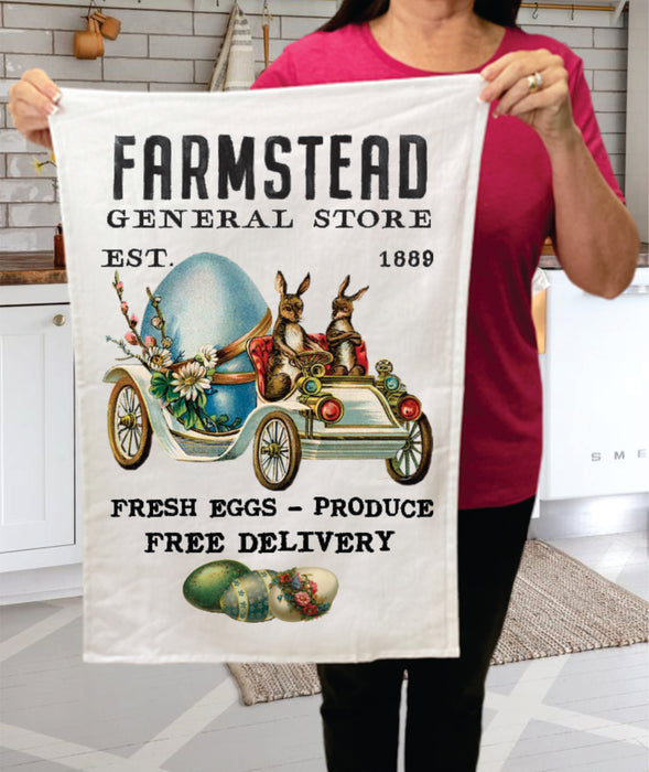 Easter Farm Fresh Eggs Bunny Cotton Terry Towel