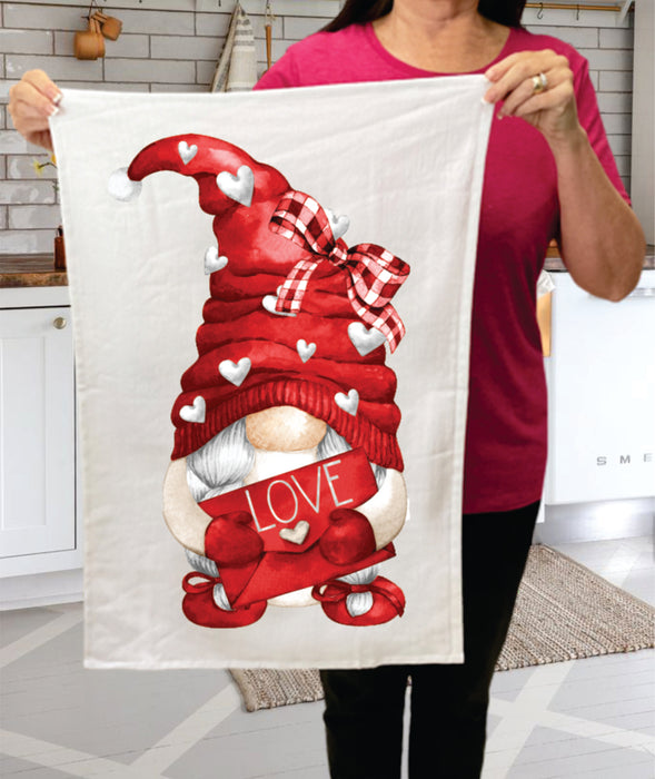 Valentine Red Gnome Love Cotton Terry Towel