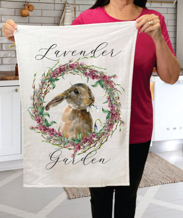 Spring Bunny Lavender Garden Terry Towel