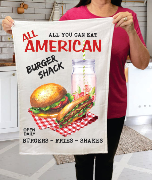 All American Burger Shack Patriotic  Terry Towel