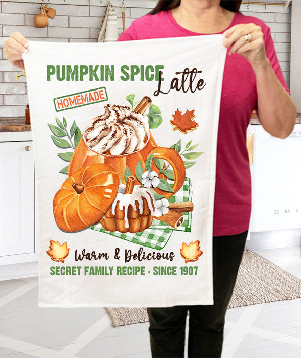 Fall Autumn Pumpkin Spice Latte Terry Towel