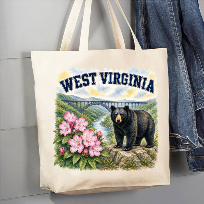 West Virginia State Bird and Animal Canvas Tote Bag