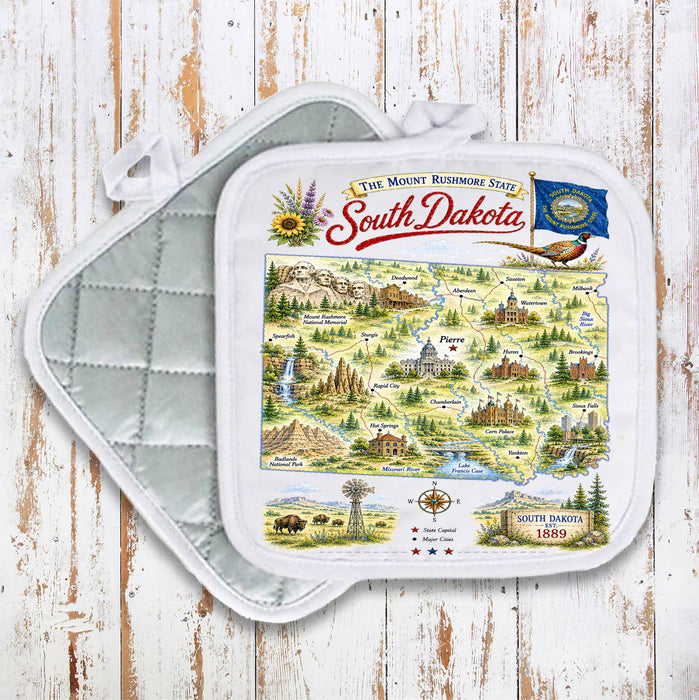 South Dakota State Map Landmark Pot Holder