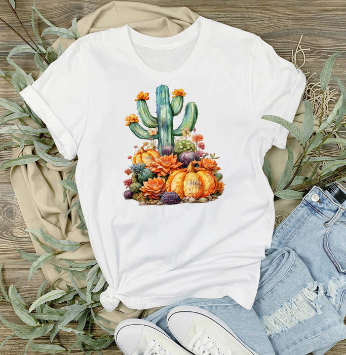 Fall Pumpkin Saratoga Cactus Flowers  T-Shirt