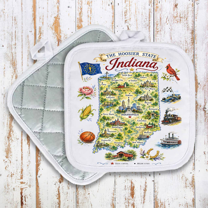 Indiana State Map Landmark Pot Holder