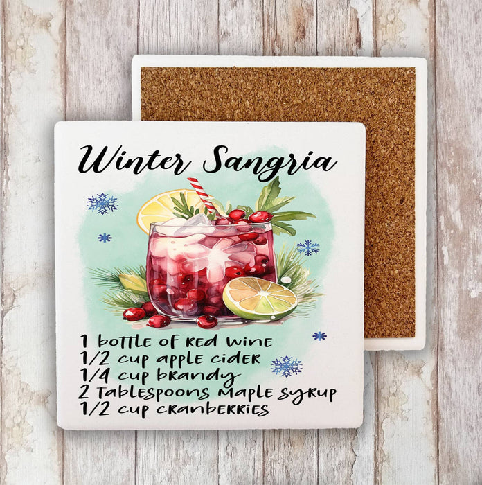 Christmas Cocktail Winter Sangria Recipe Stone Coaster