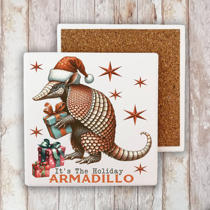It's the Christmas Armadillo Stone Coaster