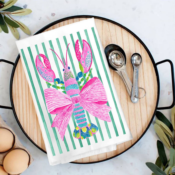 Coastal Colorful Lobster Bow Tea Towel