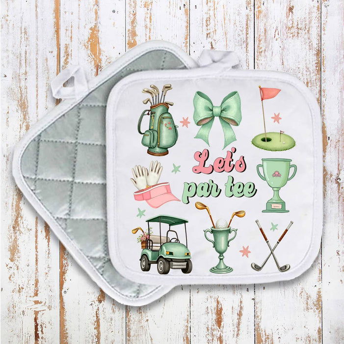 Golf Let's Par tee Pot Holder Oven Mitt