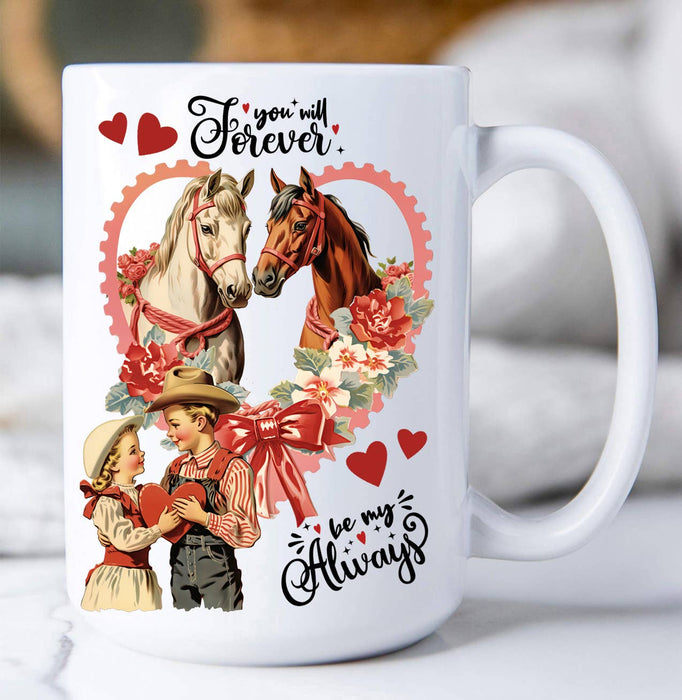 Vintage Western Horses Valentine Coffee Mug
