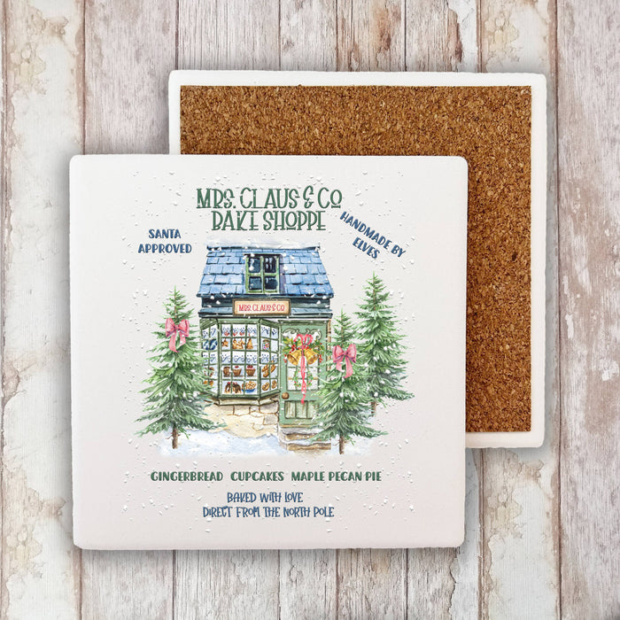 Mrs Claus Bake Shoppe Christmas Stone Coaster