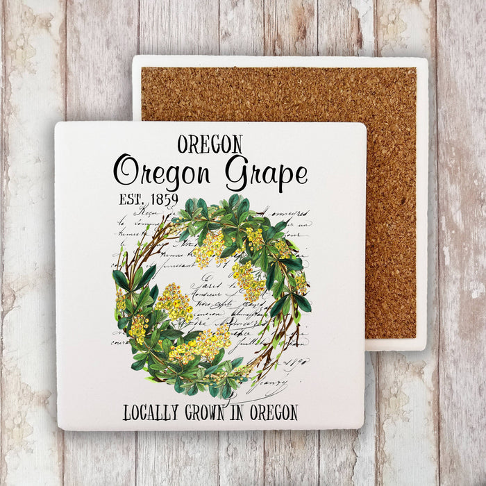 Oregon Grape State Flower Souvenir Stone Coaster