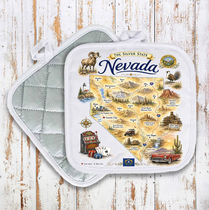 Nevada State Map Landmark Pot Holder