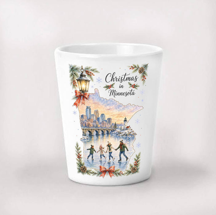Christmas in Minnesota State Map Shot Glass