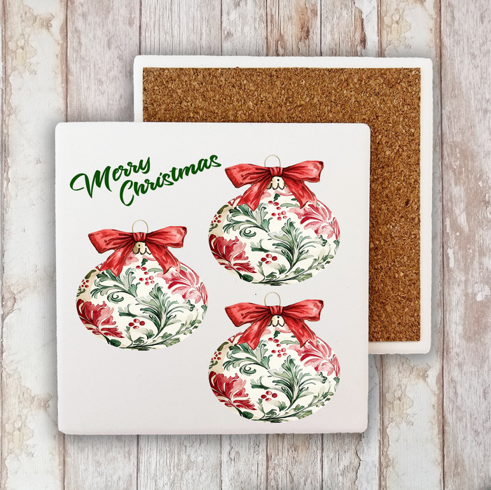 Christmas Water Toile Ornaments Stone Coaster