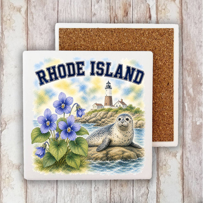 Rhode Island State Bird and Animal Stone Coaster