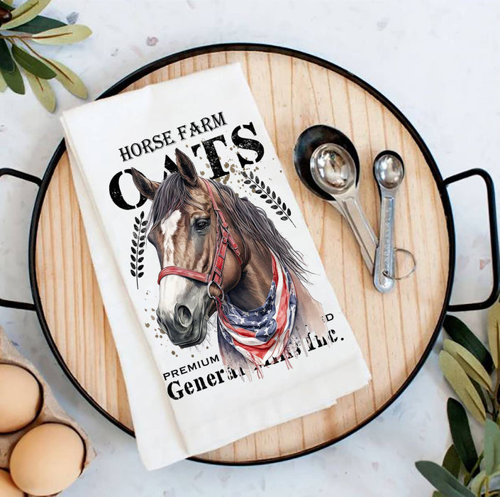 Horse Farm Oats Farmhouse Flour Sack Tea Towel